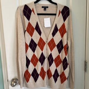 NWT Lands End Argyle Cardigan